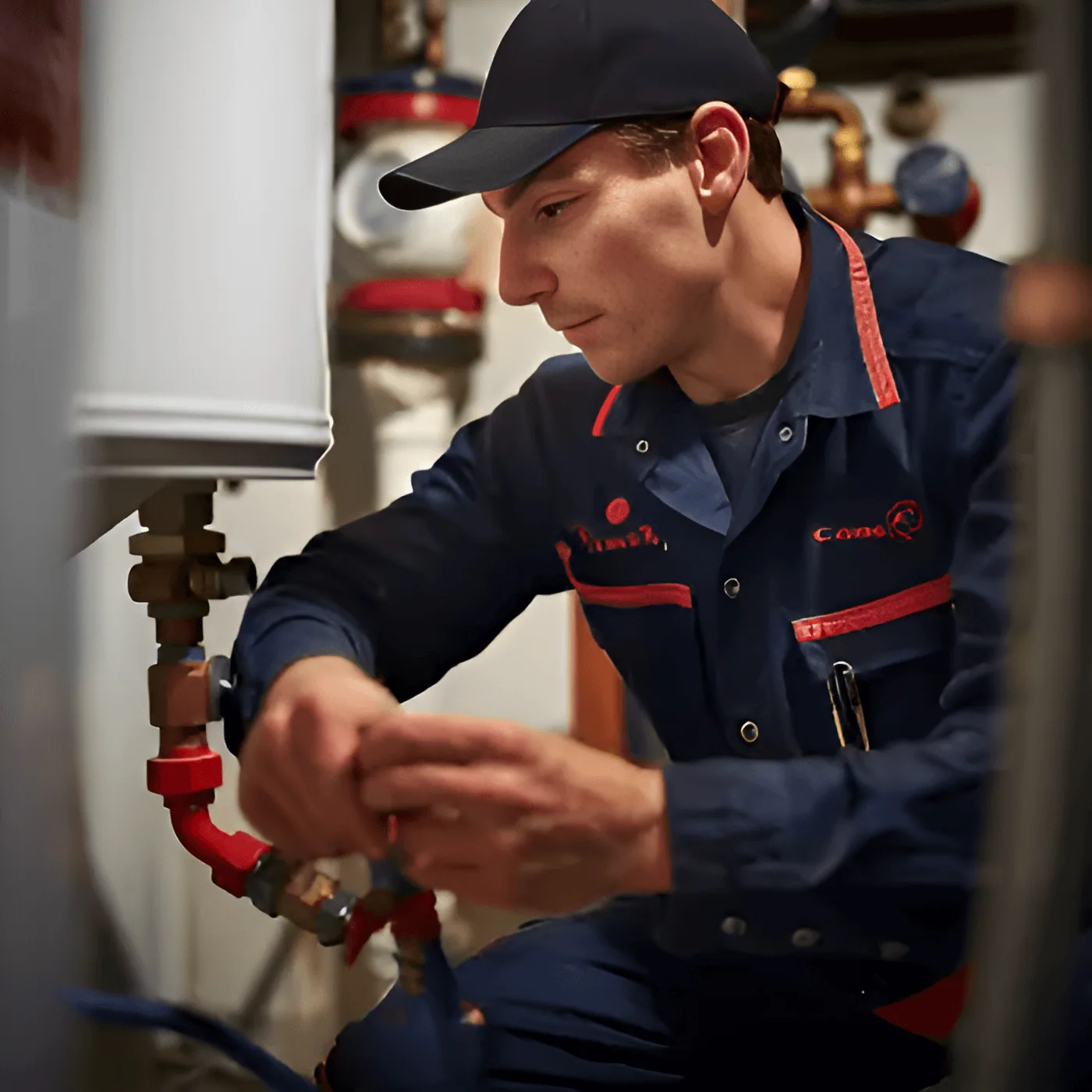 Modern energy efficient water heater installation